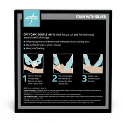 Optifoam Gentle Ag+ Silicone Bordered Foam Dressing - Antimicrobial Wound Care with Ionic Silver