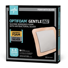 Optifoam Gentle Ag+ Silicone Bordered Foam Dressing - Antimicrobial Wound Care with Ionic Silver