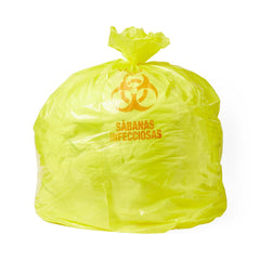 Infectious Linen Liner - Medical Waste Disposal Bags with Biohazard Symbols - Yellow Polyethylene