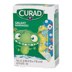 Curad Galaxy Adhesive Bandages - Fun Space-Themed Bandages for Kids & Adults (0.75 x 3 Inch)