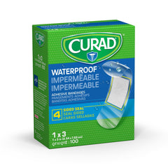 Curad Waterproof Bandages - Sterile Adhesive Bandages 1x3 Inch, Latex-Free with 4-Sided Seal Protection
