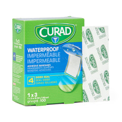 Curad Waterproof Bandages - Sterile Adhesive Bandages 1x3 Inch, Latex-Free with 4-Sided Seal Protection