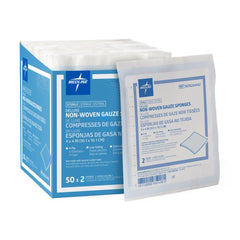 Medline Deluxe Sterile Nonwoven Gauze Sponges - 4x4 Inch, 4-Ply Medical Grade Wound Care Dressing