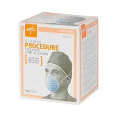 Professional Cone-Style Face Masks with Adjustable Band - 3-Ply Disposable Procedure Masks (Blue)