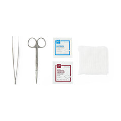 Medline Suture Removal Tray with Stainless Steel Iris Forceps - Sterile Medical Kit