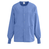 Medline Angelstat Ceil Blue Warmup Jacket - Unisex Medical Scrub Jacket with Knitted Cuffs
