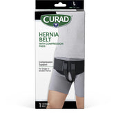 Curad Hernia Belt with Removable Compression Pads - Elastic Support Belt for Single & Double Hernias - Black, Small (Case of 4)
