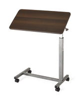 Medline Tilt Top H-Base Overbed Table - Adjustable Height 30-42 Inch Medical Bedside Table