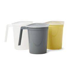 Medline Noninsulated Plastic Pitcher with Handle and Lid - 33.8 oz Beverage Server for Healthcare
