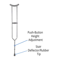 Bariatric Steel Push-Button Crutch - Heavy Duty Support up to 550 lbs