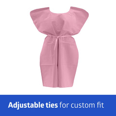 Medline Reinforced Tissue Patient Gown - Disposable 3-Ply TPT Medical Gown with Adjustable Ties