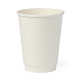 Double-Wall Insulated Hot Paper Cups - 8 oz Disposable Coffee Cups (White)