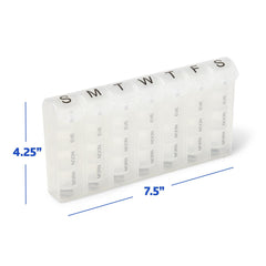 Medline 7-Day Weekly Pill Organizer Minder - 4 Times Daily Medication Reminder Box