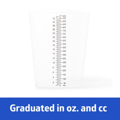 Medline 1000mL Graduated Container - Clear Reusable Medical Measuring Cup with Etched Graduations