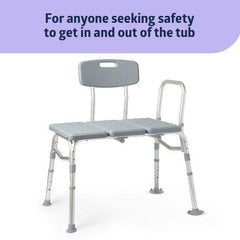 Medline Bathe Safe and Easy Kit for Caregivers - Transfer Bench, Shower Curtain & Loofahs