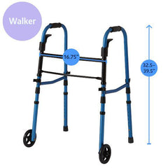 Walk Steady Mobility Kit - Foldable Walker & Hybrid Cane Set for Caregivers