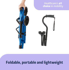 Walk Steady Mobility Kit - Foldable Walker & Hybrid Cane Set for Caregivers