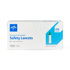 Medline Sterile Safety Lancets - Auto-Retractable Needle with Pressure, Push-Button & Side-Button Activation