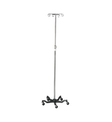Medline Aluminum Five Leg IV Pole - Heavy Duty 18lb Cast Iron Base, Height Adjustable 48-80 Inches (Case of 2)