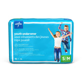 Medline Youth Protective Underwear - Unisex Pull-Up Briefs for Kids (40-125 lbs)