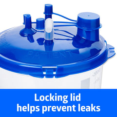Rigid Suction Canisters 1200cc - Disposable Medical Suction Canister with Locking Lid & Hydrophobic Shutoff Valve
