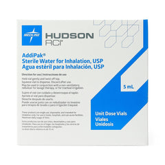 Addipak Sterile Water Unit-Dose 5mL Vials - Color-Coded for Respiratory & Aerosol Therapy