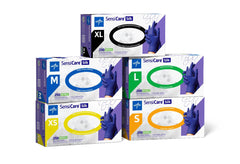 SensiCare Silk Powder-Free Nitrile Exam Gloves - Textured Fingertips, Cobalt Blue (Box of 100)