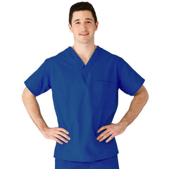 Unisex Reversible V-Neck Scrub Top - 2 Pockets, Cotton Blend