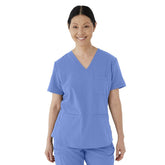 Women's V-Neck Scrub Top with 3 Pockets - Professional Medical Uniform