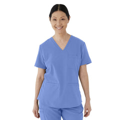 Women's V-Neck Scrub Top with 3 Pockets - Professional Medical Uniform