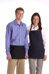 Professional Bib Apron with 3 Divided Pockets - 24 x 28 Inch Navy Blue Unisex Work Apron