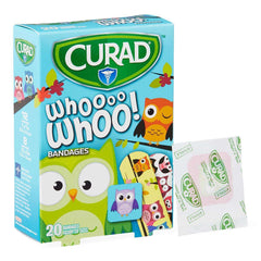 Curad Busy Bugs Owl Bandages - Fun Adhesive Bandages for Kids with Non-Stick Pads