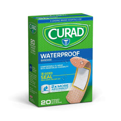 Curad Extra-Strength Waterproof Adhesive Bandages, Tan - Case of 24 Boxes