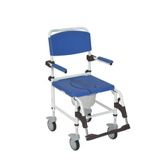 Aluminum Rehab Shower Commode Chair with Four Rear-locking Casters