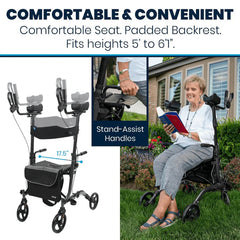 Upright Rollator - Walker with Foldable Transport Seat