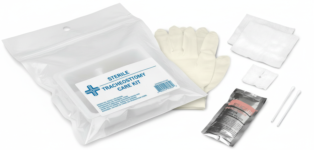 Angled view of tracheostomy care kit