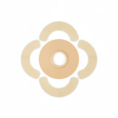 Barrier strips arranged around ostomy flange