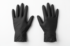 Black nitrile exam gloves flat display