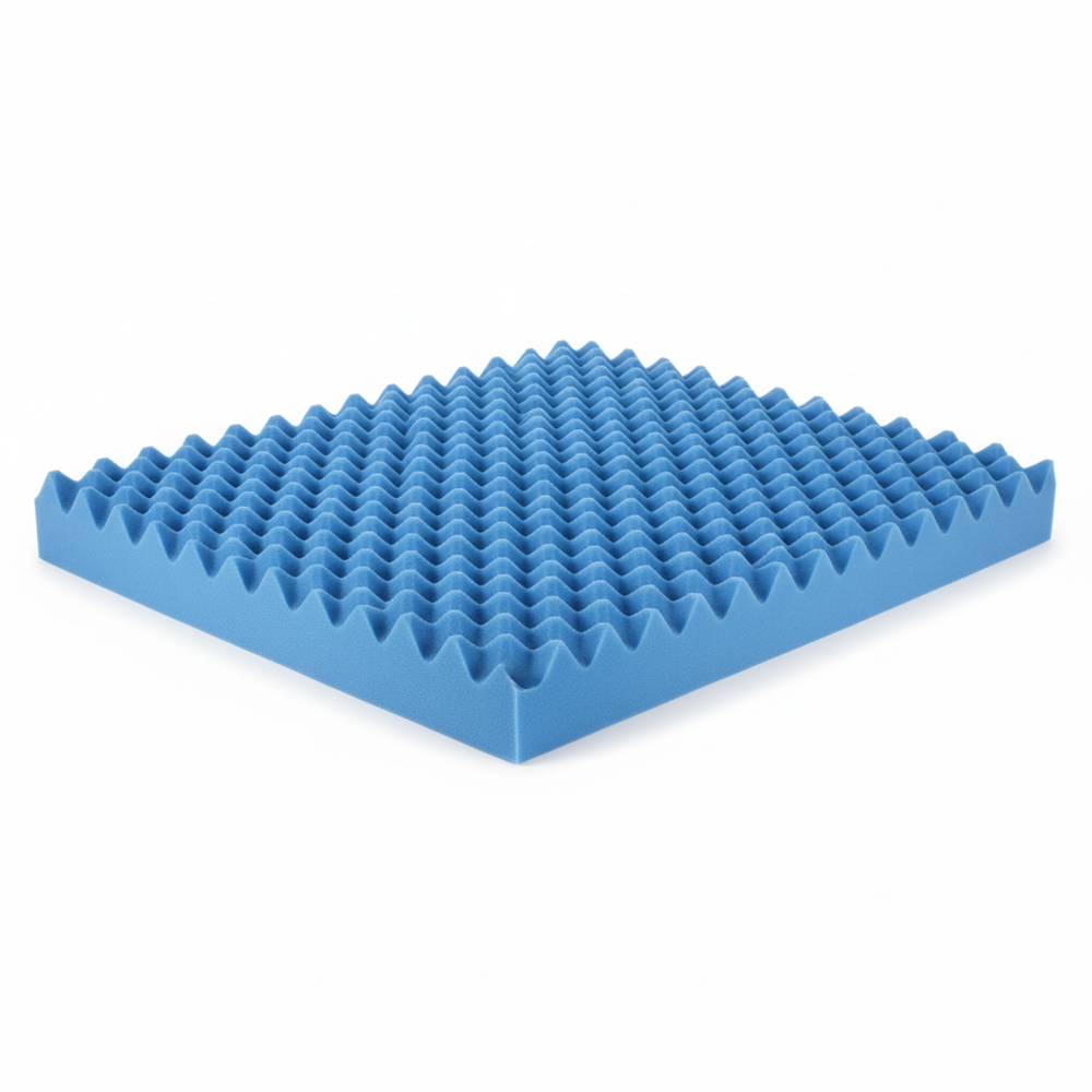 Blue foam overlay laid flat showing full dimensions