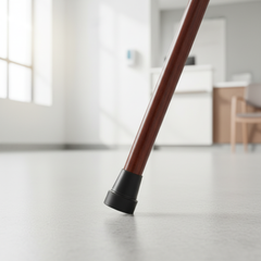 Cane tip installed on walking cane