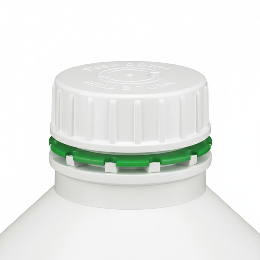 Cap and safety seal close-up