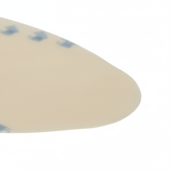 Close-up detail of corner and adhesive