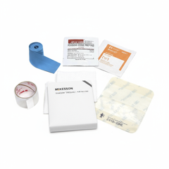 Close-up detail of IV start kit components