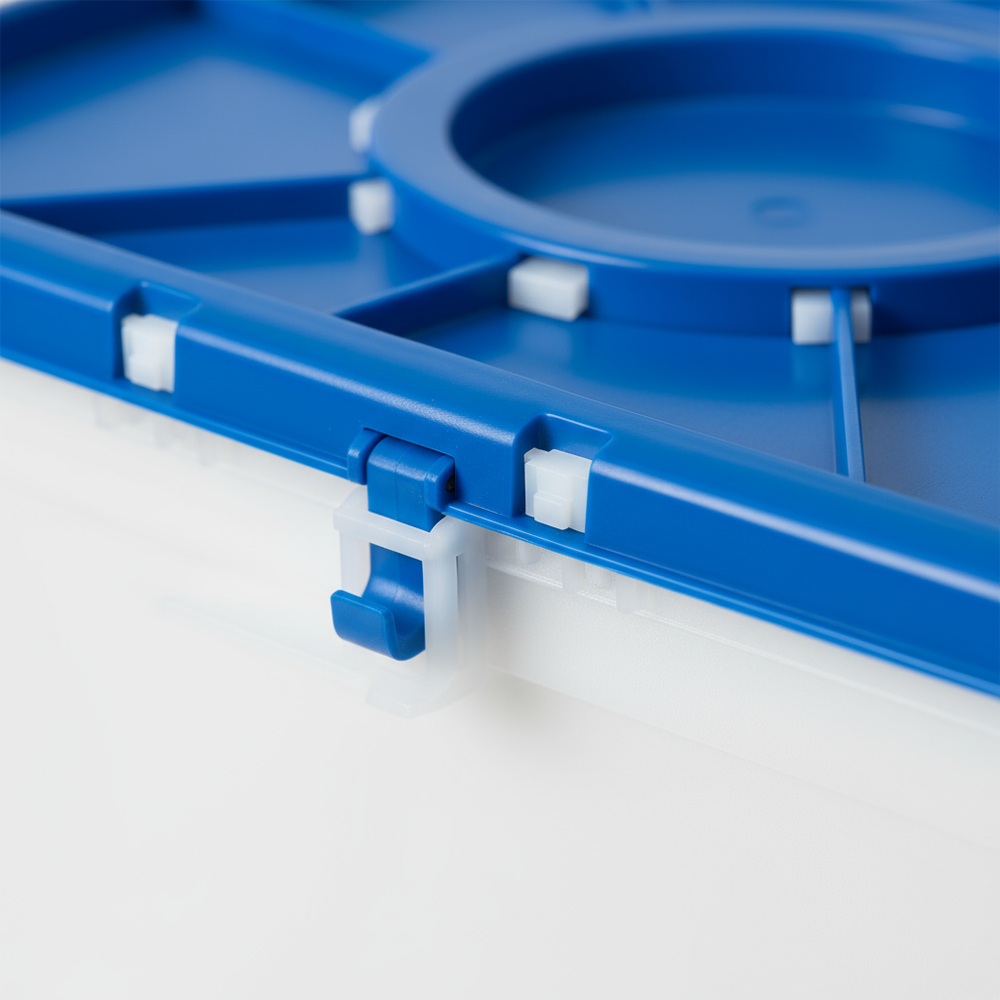 Close-up of 16-point locking mechanism