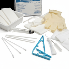 Close-up of catheter and cleaning supplies