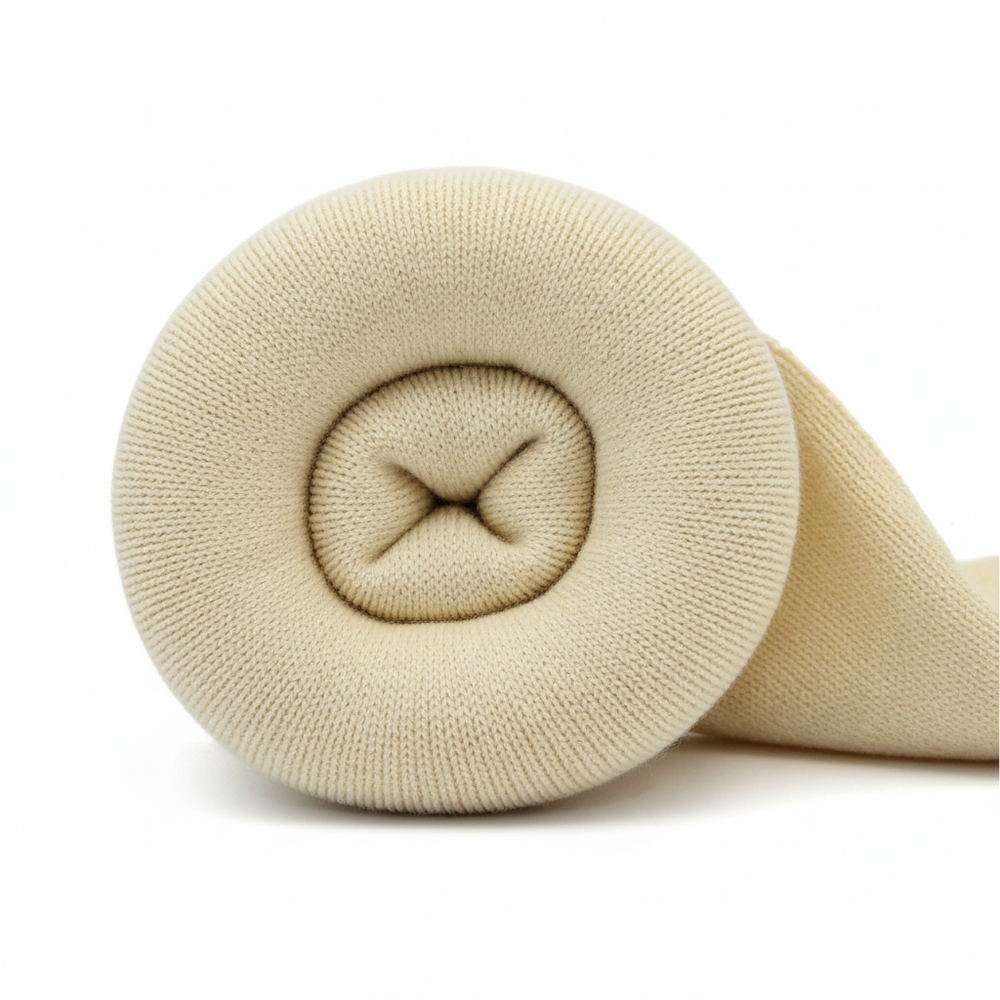 Close-up of double-ply knitted cotton texture