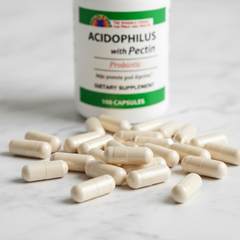 Close-up of probiotic capsules