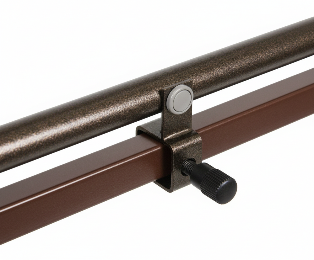 Close-up of release button and clamp mechanism