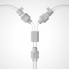 Close-up of Y-shaped connectors