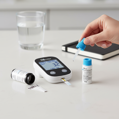 Control solution with glucose meter and supplies